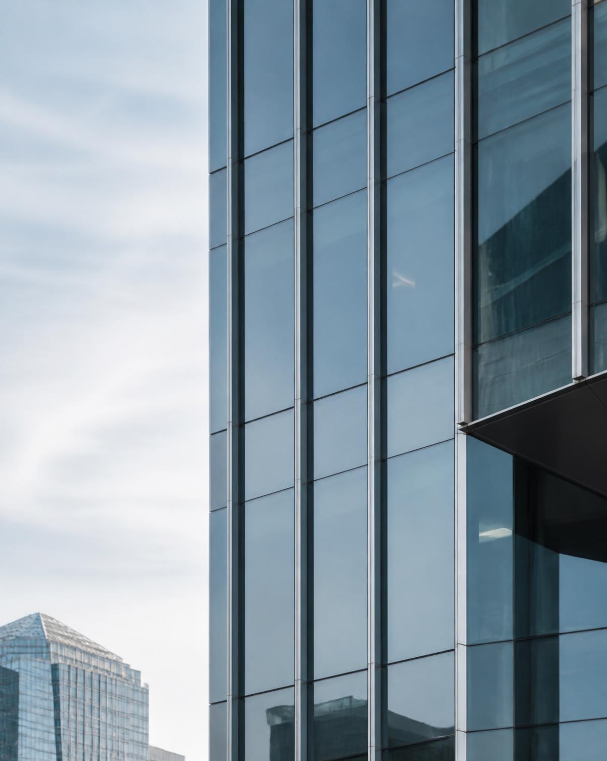 Modern glass office tower in uptown Charlotte, North Carolina